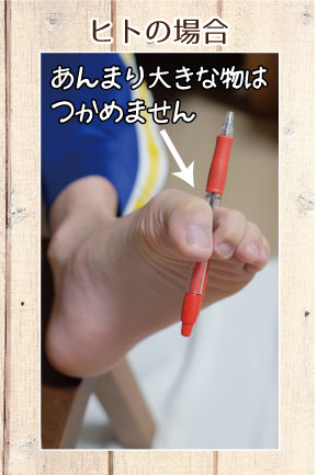 ヒトが足でペンを持つ
